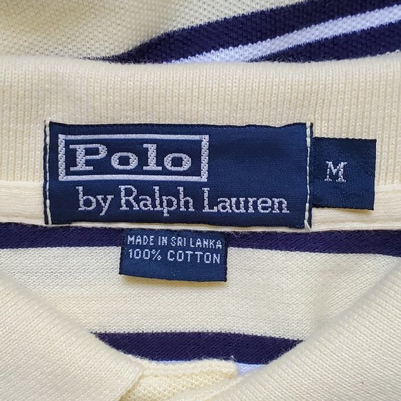Polo by Ralph Lauren Preppy  Short Sleeve Striped Cotton Polo Shirt Size M - Picture 7 of 9